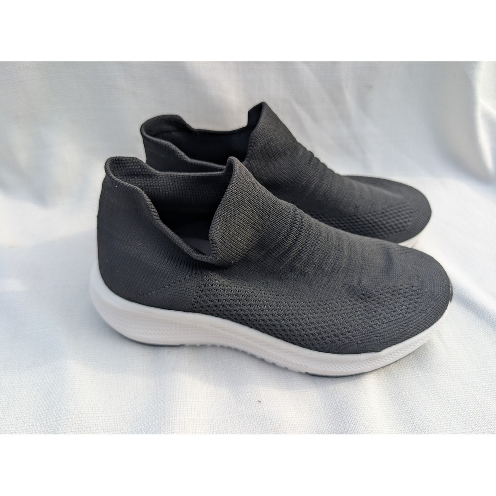 SHULOOK Slip On Knit Walking Shoes Womens 7 Black White Sock Sneakers Running
